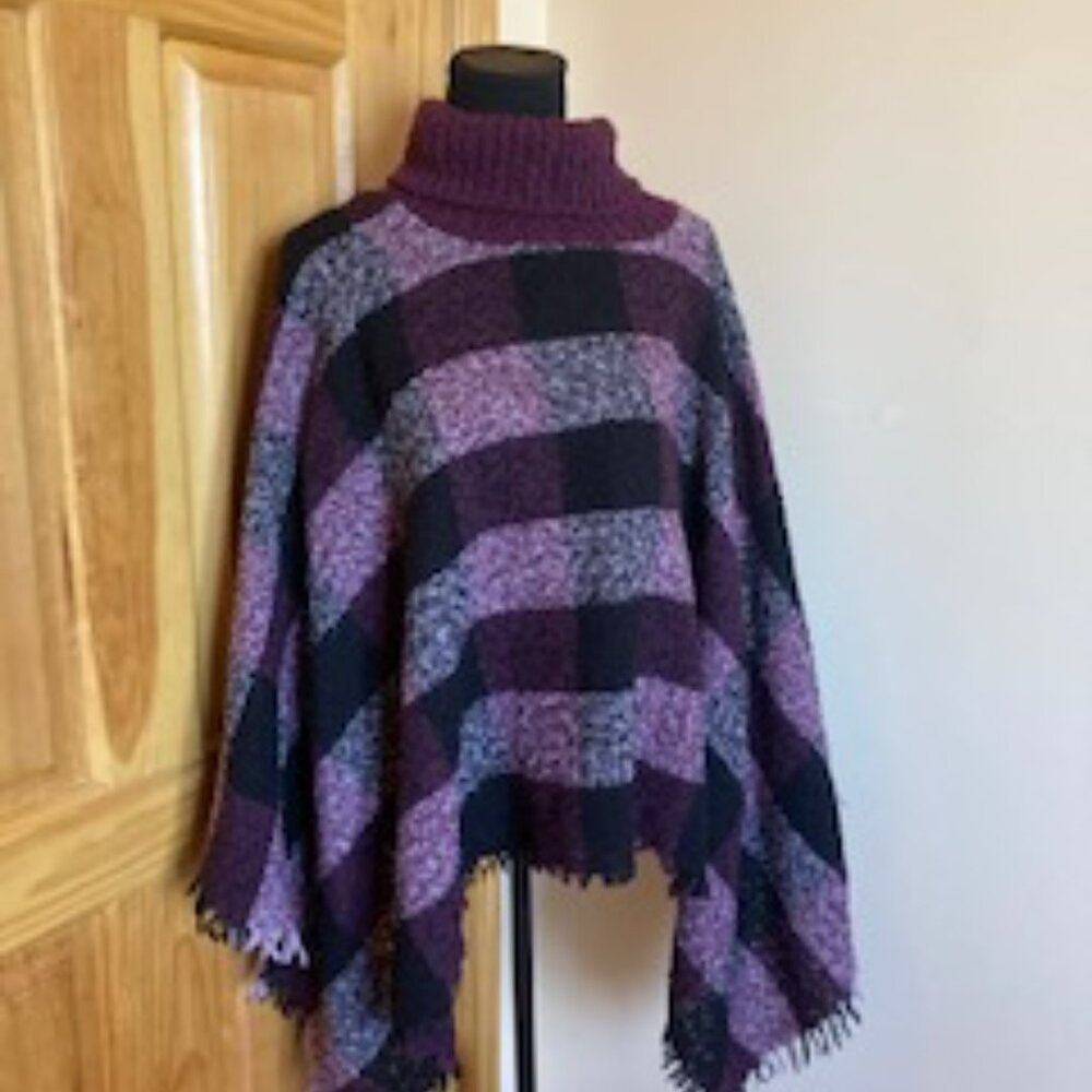 Plaid Purple Poncho